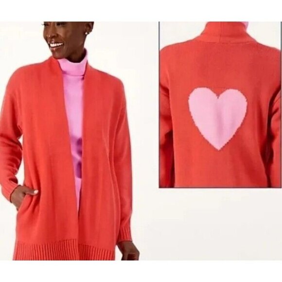 Candace Cameron Bure Petite Novelty Cardigan Azalea Pink Petite X-Small - Picture 1 of 1